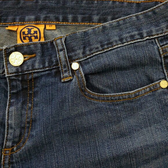 Tory Burch Slouchy Slim Gold Logo Hardware Low-Rise Y2K Women's Jeans Size 27 - Picture 6 of 14